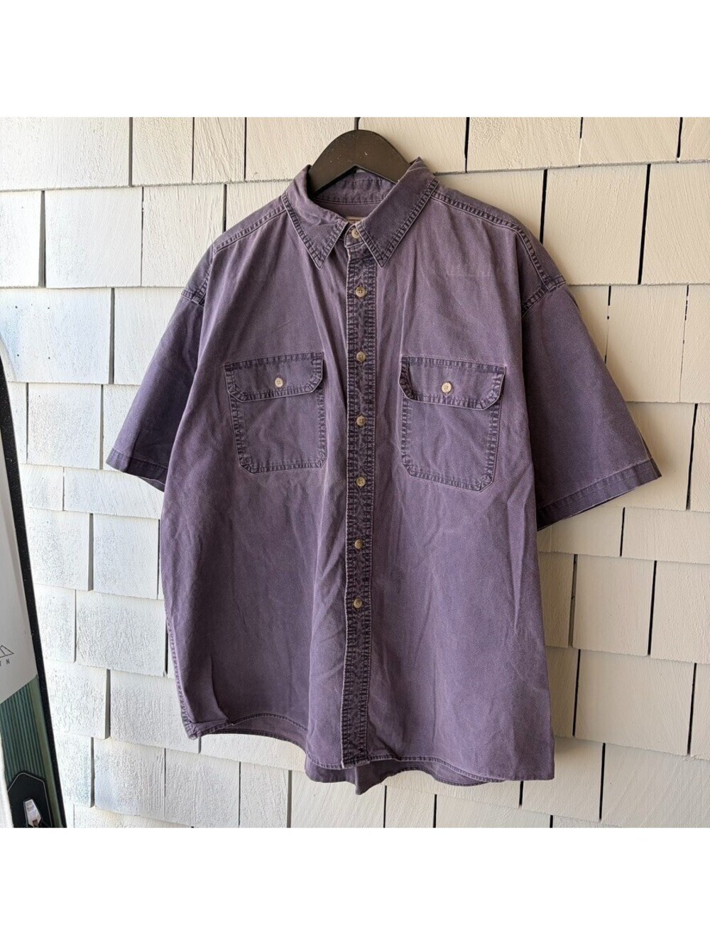 Y2K L.L.Bean Faded Blue Button Up Work Shirt Men's XL